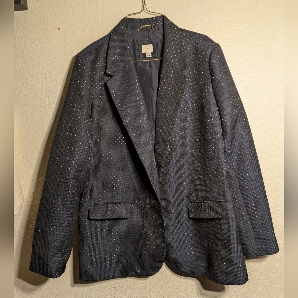 a New Day Size 14 Stylish Navy Blazer with Gold Dots - Picture 2 of 12